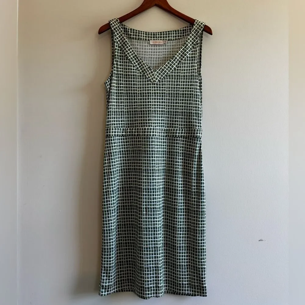 Tory Burch 100% Silk Green Blocks Dress Size Medium